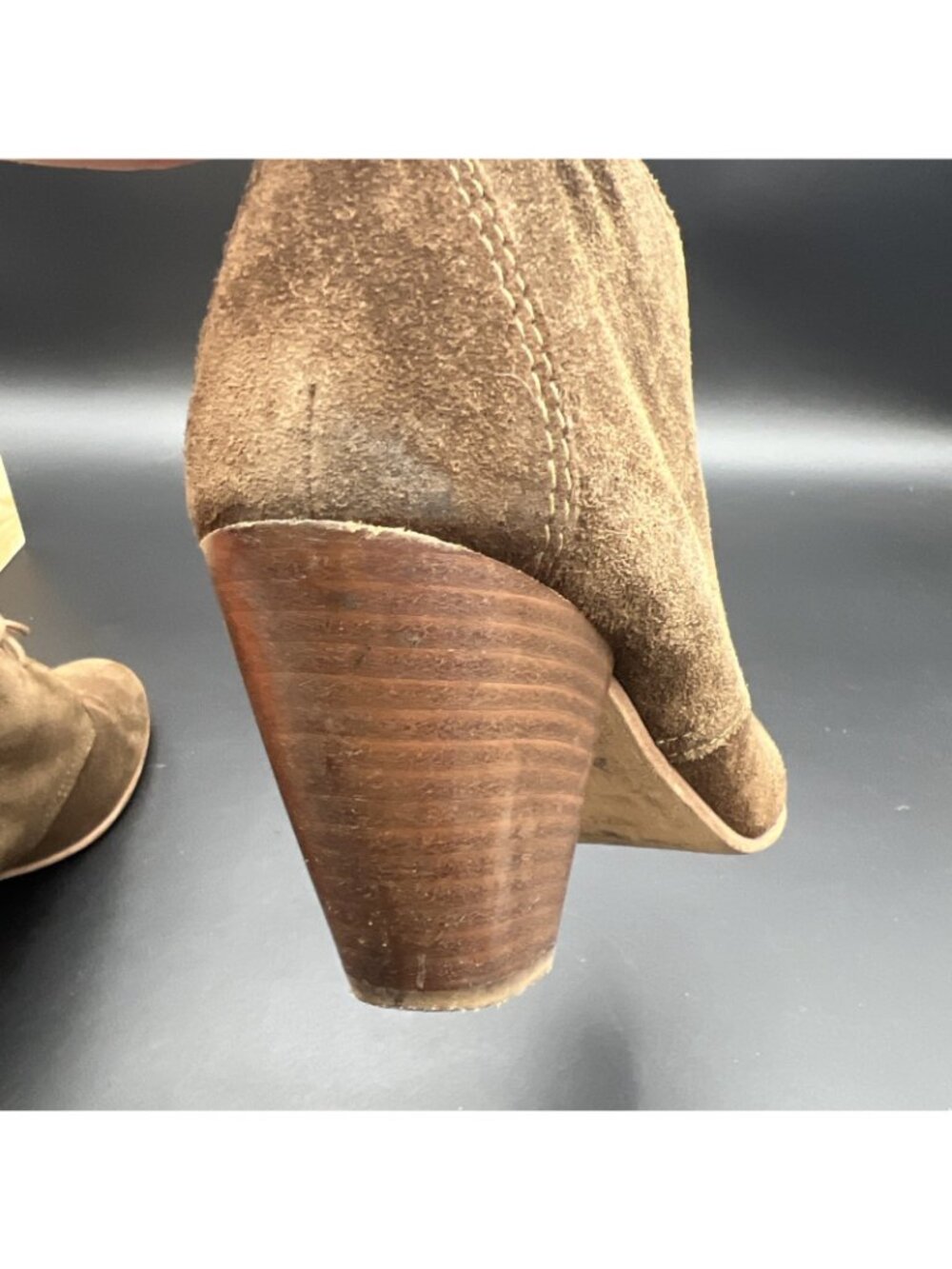 MADEWELL 1937 Lace Up Womens 7.5 Suede Heels Booties Shoes Brown Italy - Picture 9 of 16